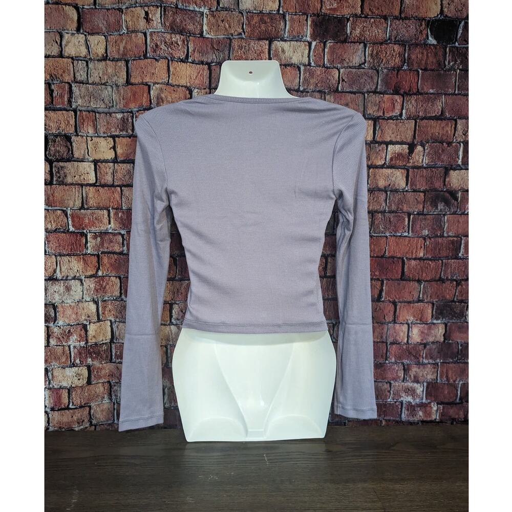 NWT Outdoor Voices Cozy Rib Cropped Purple Cardigan Size S - Picture 3 of 4